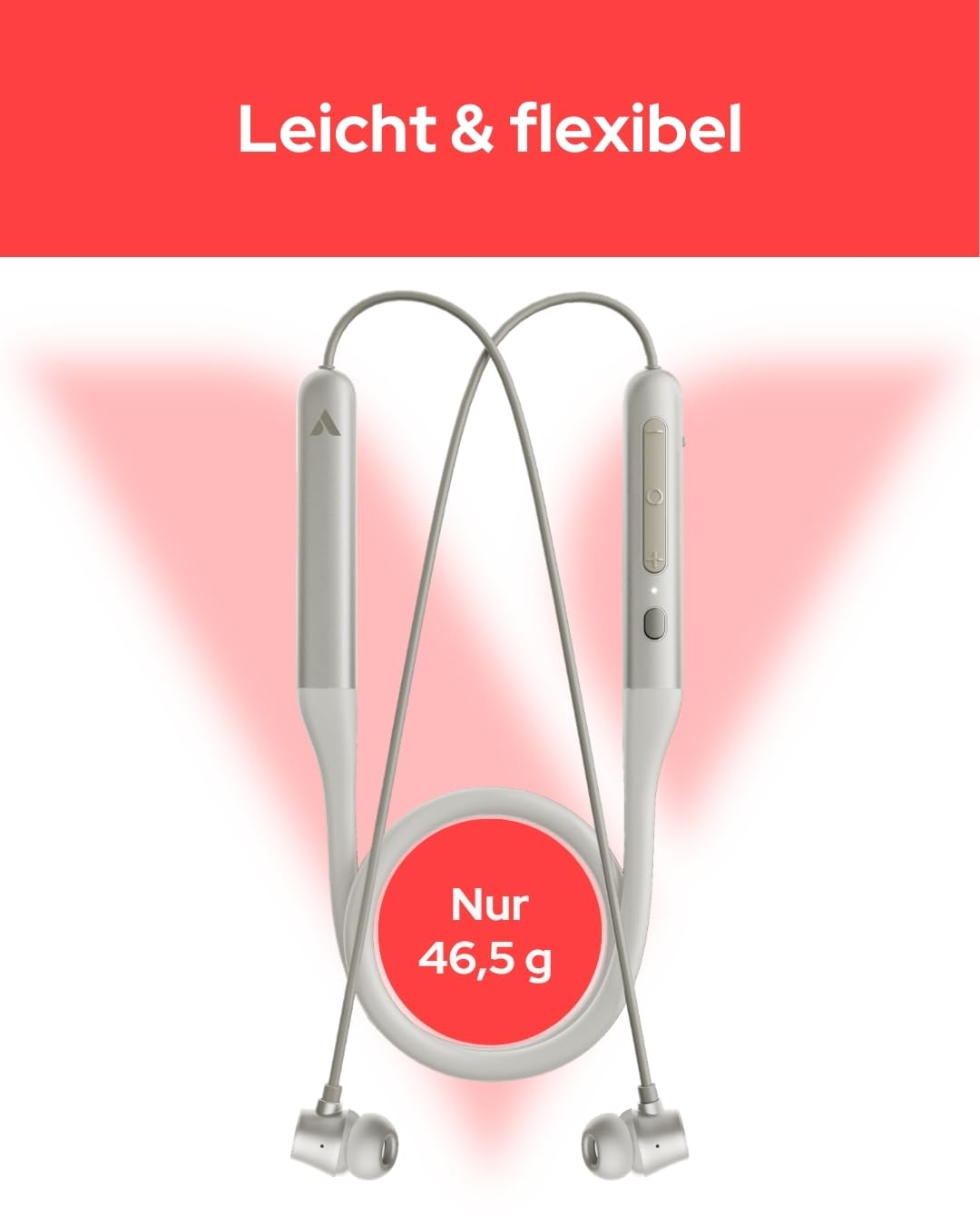 Verbatim TruSound ANC opaska na szyję (szara) Bluetooth 5.4 z aktywną redukcją szumów mikrofonem 28 h czas pracy USB-C In Ear słuchawki do smartfona, tabletu i laptopa