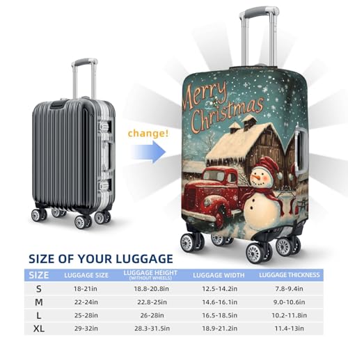 VOSERY Travel Luggage Cover - Christmas retro red car snowman Washable Suitcase Covers Protector Fits 18-32 Inch Luggage4