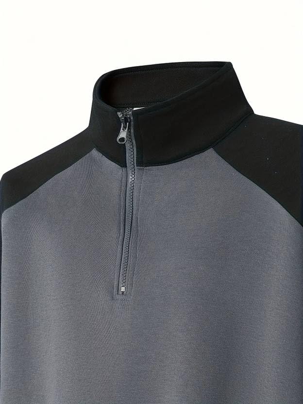 Image of Half Ziper Self Design Sweatshirt for Men(DC-HZS-P)