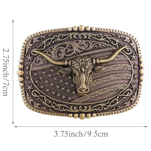 Image of Cowboy Belt Buckle for Men Longhorn Bull Belt Buckles Men Vintage Texas Buckle for Women Cowboy Cowgirl Belt Buckle