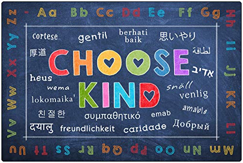 Carpets for Kids 62614 Choose Kind Clasroom Chalkboard Look Rug 4ft x 6ft Rectangle Blue