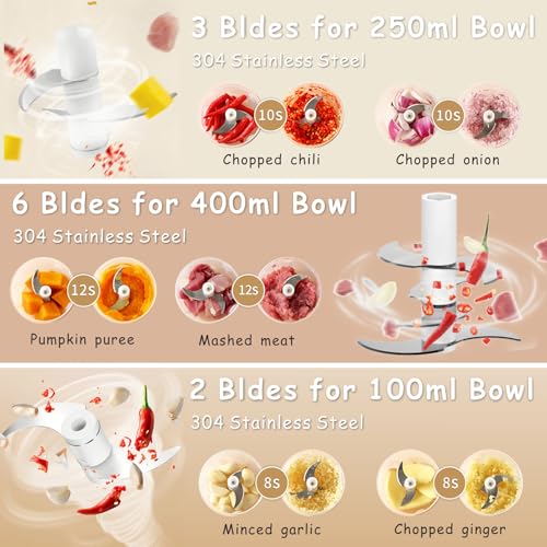 Robot culinaire sans fil 3 en 1 blanc multifonction compact - 5