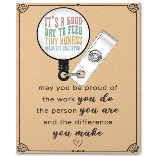 SEIRAA Lactation Consultant Badge Reel Lactation Educator Gifts It's A Good Day to Feed Tiny Humans Lactation Tech Badge Holder (It's A Good br)