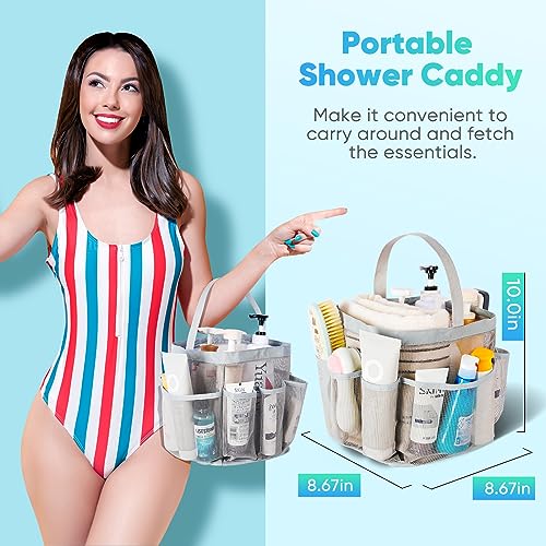 Image of EUDELE 2 Pack Mesh Shower Caddy Portable for College Dorm Room Essentials, Shower Caddy Dorm with 9-Pocket Large Capacity,Shower Bag for Beach,Swimming,Gym All Black+All Grey