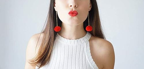 Miniatura 6 de Flairs New York - Conjunto de aretes con borlas y pompones de piel sintética