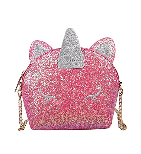 Newfancy Girls Unicorn Sequin Glitter Crossbody Shoulder Purse Handbag Women Satchel Tote Shell Bag Beautiful Pink