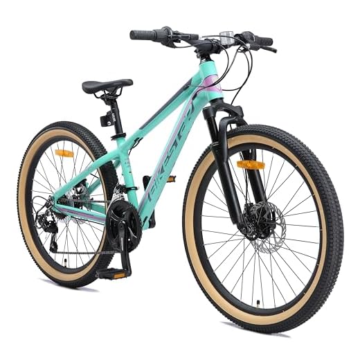BIKESTAR Barncykel aluminium 24" tum från 9 år med skivbroms, Shimano 21 växlar | 12.5" ram terrängcykel mountainbike turkos