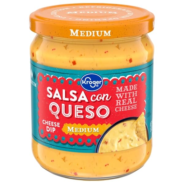 Medium Salsa Con Queso Cheese Dip, Creamy Cheese & Tomato, Medium Heat, Perfect for Chips, Nachos & Tacos, 15 oz Jar