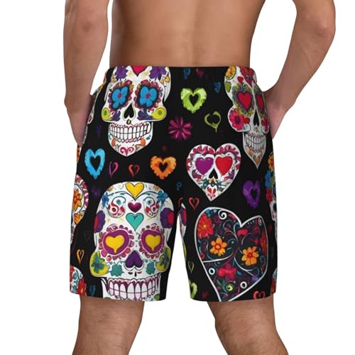 Sugar Skulls Print Men Stylish Functionality Swim Trunks Breathable Beach Shorts Surfing Gym Fishing4