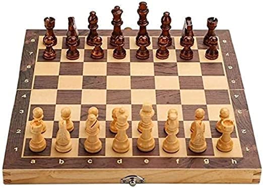 SPOCCO | 11"X11" Foldable Wooden Chess Board Set with 32 Wooden Chess Coins | Folding Chess Board with Wood Pawns | WB110