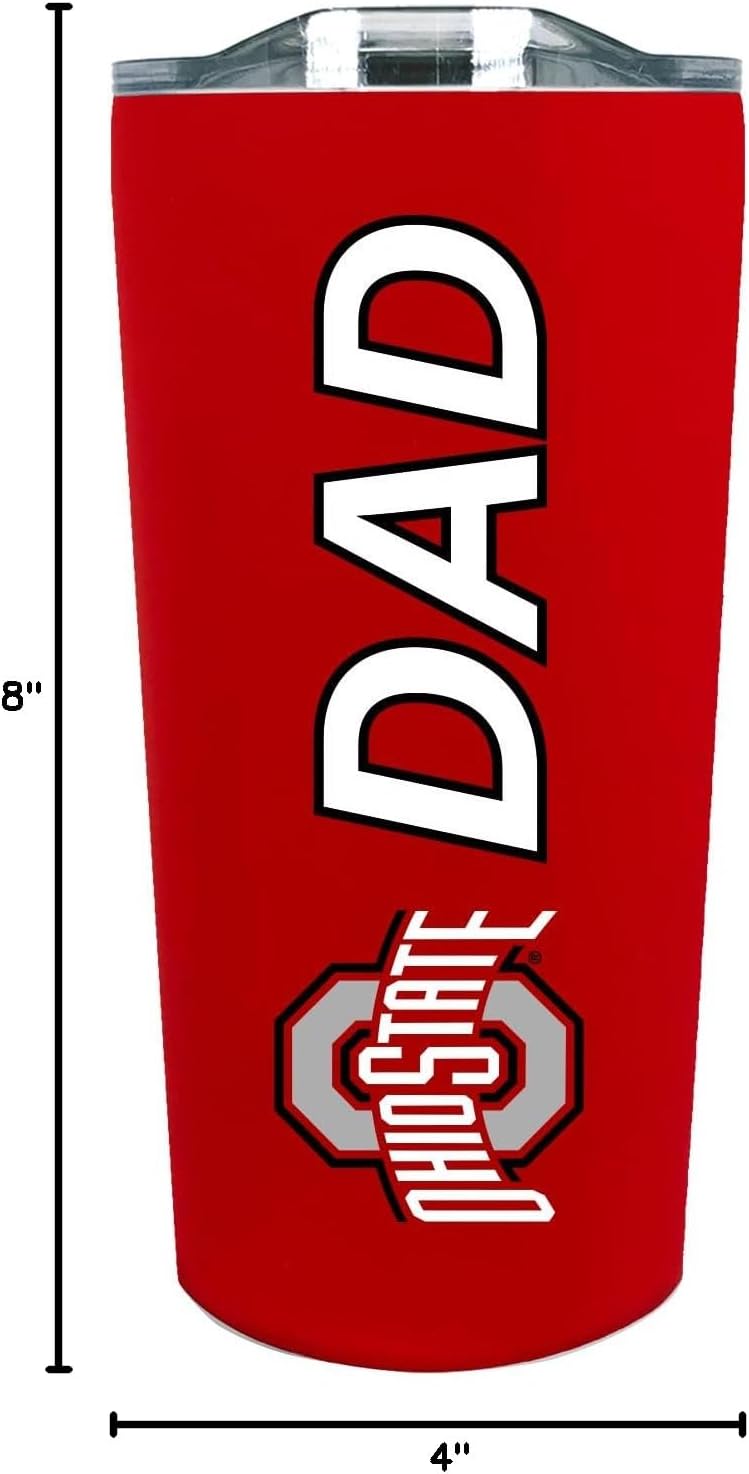 The Fanatic Group Personalized Ohio State University Dad 18 oz. Double Walled Stainless Steel Soft Touch Tumbler - Red