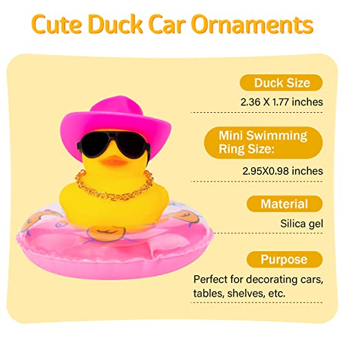 Image of wonuu Car Rubber Duck, Yellow Duck Decoration Dashboard with Sun Hat Swim Ring Necklace Sunglasses for Car Dashboard Decorations