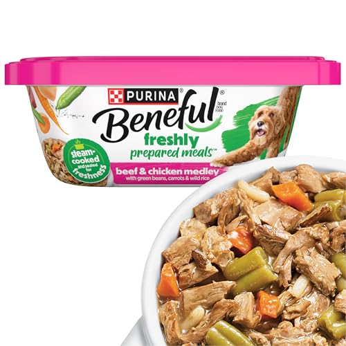 Purina Beneful Dog Food Freshly Prepared Meals Beef and Chicken Medley with Green Beans, Carrots and Wild Rice - (Pack of 8) 10 oz. Tubs