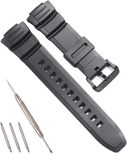RCNZWQB Correa de reloj de repuesto de resina para Casio MCW-100H WS-220 HDD-S100 Correa de goma impermeable de 0.630 in pulsera casual