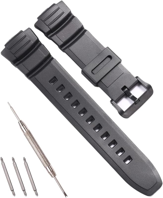RCNZWQB Resin Replacement Watch Band for Casio MCW-100H WS-220 HDD-S100 Men's Rubber Strap Waterproof 16mm Casual Wristband
