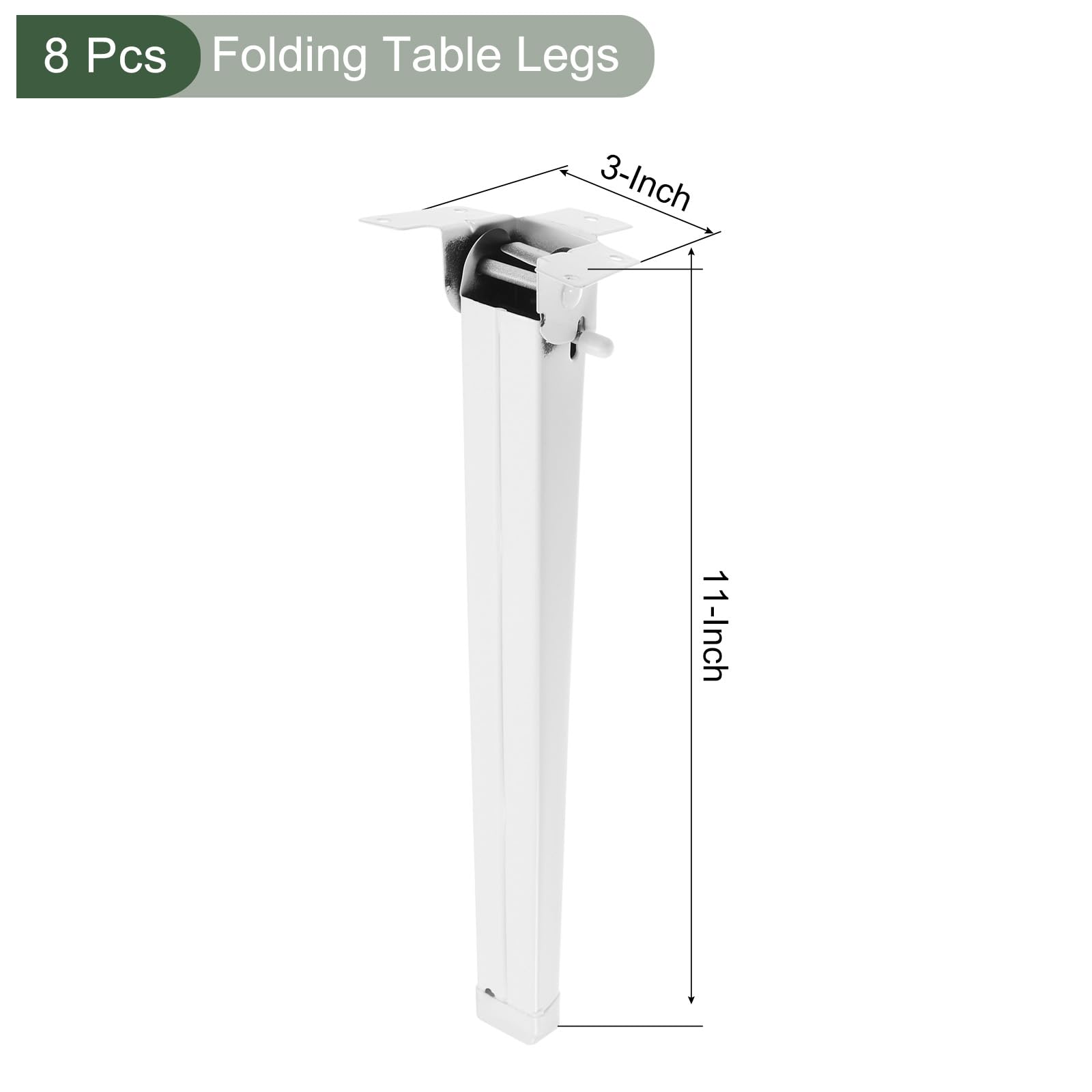 YOKIVE 8 Pcs Folding Table Legs, Foldable Carrying Anti-Skid Table Legs, Great for Chair Modification Replacement (White, 11 Inch) - Image 2