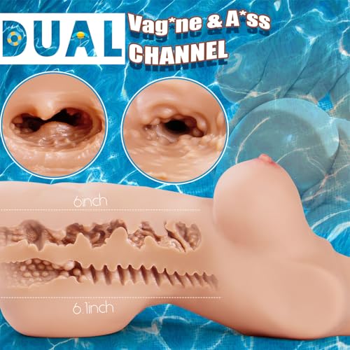 Image of Sex Doll with 3D Textured Vagina & Anal and Boobs, 10.7LB, Flesh | 3 in 1 Torso Masturbator Love Doll, Pocket Pussy Ass Male Sex Toy for Men Masturbation