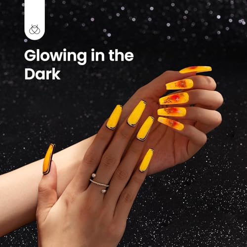 Image of Beetles Gel Nail Polish - Luminous Orange Glow in the Dark Gel Polish, Soak Off Uv LED Nail Lamp Nail Art Manicure Salon DIY Home 0.5Oz