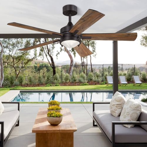 Caisens 52 Inch Farmhouse Ceiling Fan with Light and Remote Control, Forged Metal Light Kit with Crystal Prismatic Glass, 3CCT Dimmable, 6 Speed Reversible, Dark Bronze, Indoor/Outdoor by Caisens - Used condition - Image 9