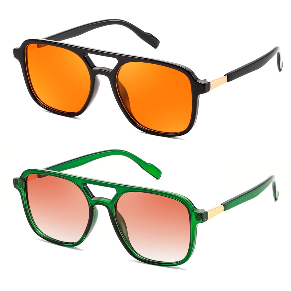 FEISEDY Retro Square Aviator Sunglasses Women Men 70s Vintage Trendy Plastic Frame Sun Glasses B4158