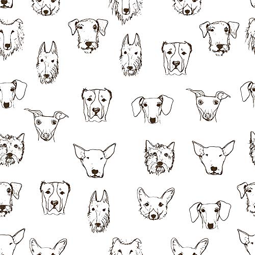WallsByMe Peel and Stick White Dog Animal Fabric Removable Wallpaper 8280-2ft x 8.5ft