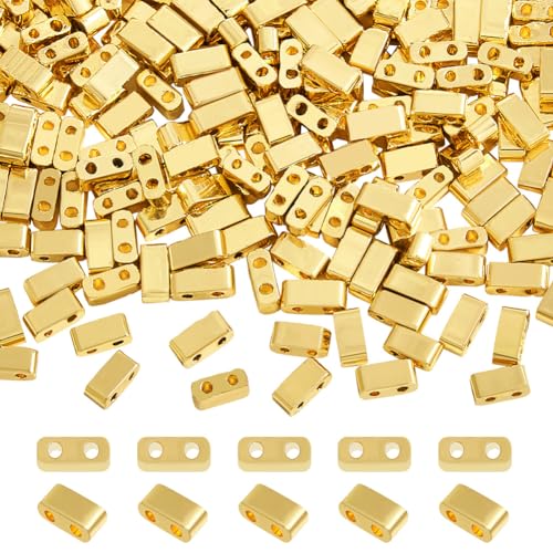 NBEADS 240 Pcs Golden Plated Colors Tila Beads