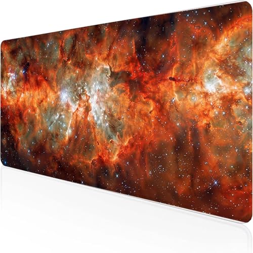 Nube Alfombrilla Ratón 600 x 300 mm Alfombrilla Escritorio Color Naranja Mouse Pad con Bordes Cosidos Impermeable Base de Goma Antideslizante Tapete Rato Escritorio para Oficina, Regalo W-3