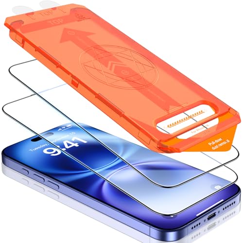 UniqueMe für iPhone 16 für Panzerglas - Full Screen TOP Bruchsicherheit 9H Displayschutz für iPhone 16 folie Entspiegelte Schutzlas, 2 Stück