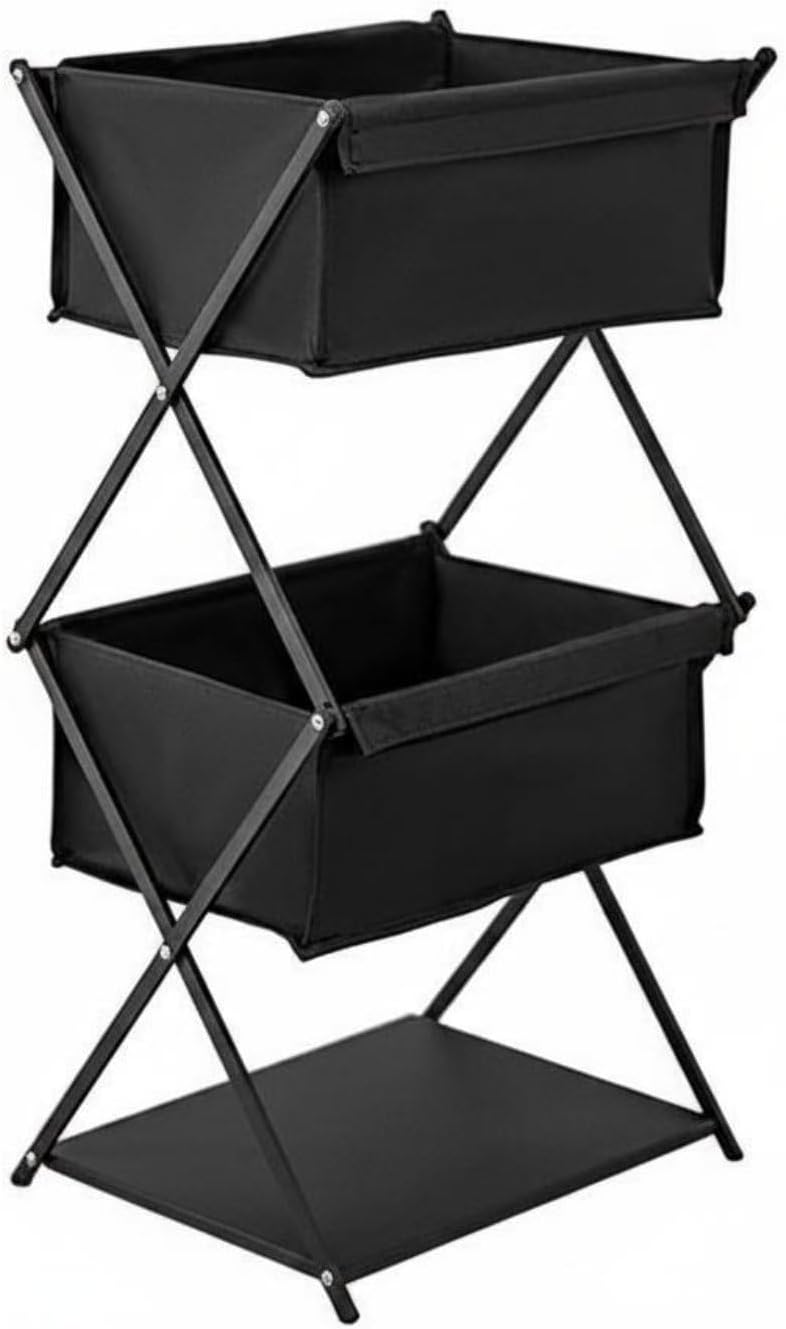 Folding Storage Rack Camping Shelf Organizer Stand Portable Shelving Unit With Steel Frame And 600D Oxford Cloth Foldable Efficient suitable for, With Bag
