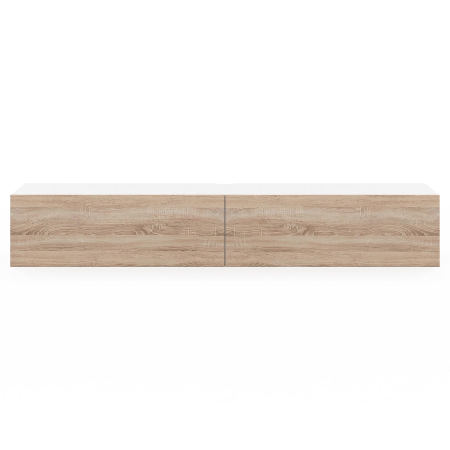 IDMarket - Mueble TV suspendido ELIO 2 puertas blanco y madera 180 cm