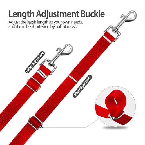 Schleppleine für Hunde, Laufleine für Hunde – Verstellbare Hundeleine mit Gepolstertem Griff inkl. Aufbewahrungstasche, Ideal für Training, Spaziergänge und Outdoor (Rot, 10m/32ft)