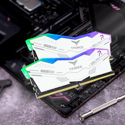 Image of TEAMGROUP T-Force Delta Alpha RGB DDR5 Ram 64GB Kit (2x32GB) 6000MHz (PC5-48000) CL38 Intel XMP 3.0 & AMD Expo Compatible Desktop Memory Module Ram White FF8D564G6000HC38JDC01
