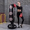 Inflatable Punching Bag for Kids and Adults 65" High Boxing Blow Up Training Bag with Stand，Bop Bag for Kickboxing Practice - Bounce Back Freestanding Punch Bag Gift Set (Target Pattern)