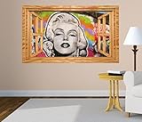 3D Wandtattoo Marilyn Monroe Graffiti Portrait Bild selbstklebend Wandbild sticker Wohnzimmer Wand Aufkleber 11G1025, Wandbild Größe F:ca. 162cmx97cm