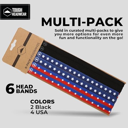 Image of Tough Headwear Thin Elastic Headbands - Sports Headbands for Women & Men - Mens Workout Headband - Running or Soccer Headband