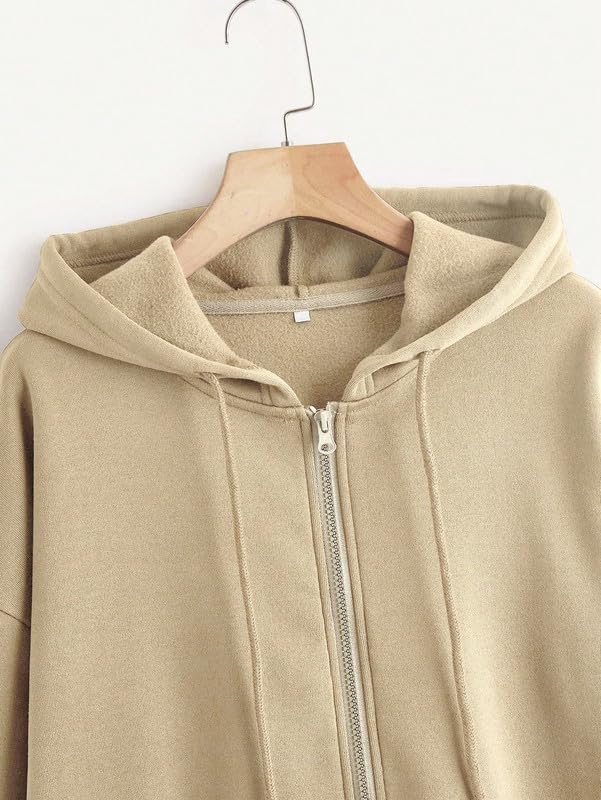 Image of Imsa Moda Women's Polycotton Fleece Plain Full-Zip Hooded Winter Jacket | Casual Hoodie with Kangaroo Pocket | Comfortable Warmwear