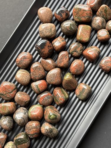 Image of Tumbled Stones, Natural Crystal Healing Stones, Home Office Decor, Aquarium Decorative Pebbles, Vase Fillers (Unakite, 100)