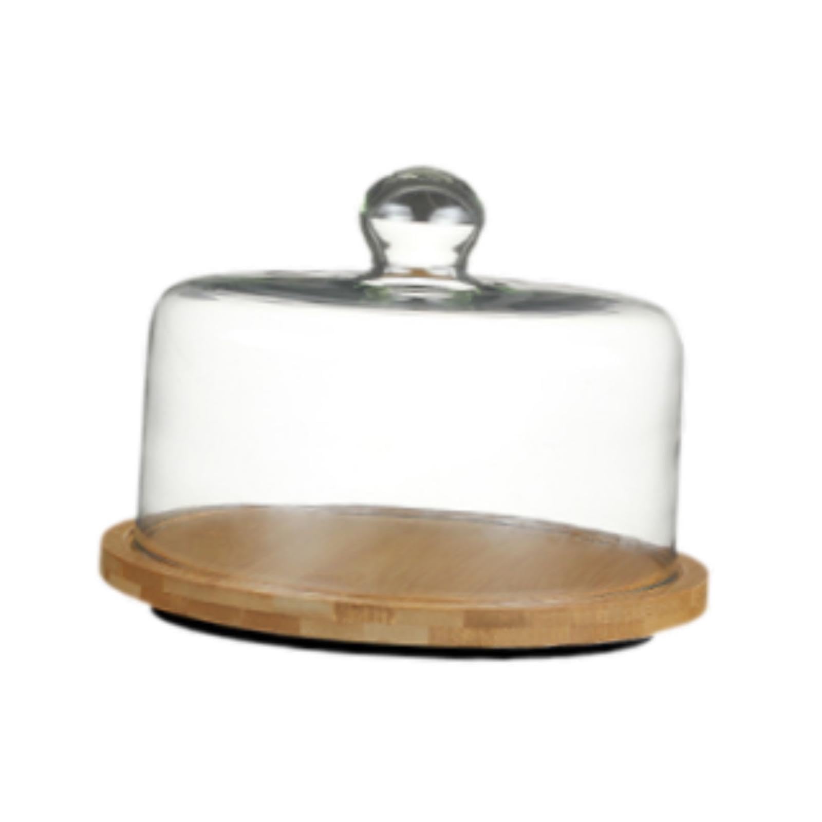 Soporte de Madera para Pasteles con Cúpula, Expositor Multiusos, Centro de Mesa, Plato para Servir, Bandeja para Servir para Tiendas Y Fiestas, 21x24cm