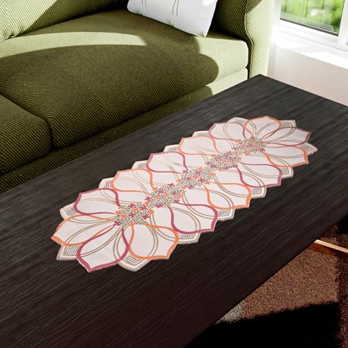Image of Kuber Industries Table Runner | PVC Dining Table Runner | Center Table Runner | Multi Leaf Table Runner | Table Runner Mat | Table Runner for Home Decor | Golden