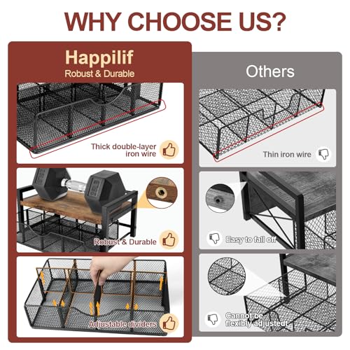 Happilif Tea Bag Organizer, Tea Bag Holder Organizer with 8-Compartment Adjustable Drawer, Wood & Metal Tea Box Organizer Chest for Countertop Kitchen, Office - Image 7