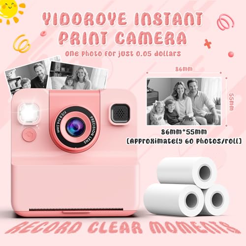 Kids Camera Instant Print, Gifts for 3 4 5 6 7 8 9 10 Year Old Girls Birthday Presents 1080P Video & 32GB SD 2.4'' Screen Instant Print Camera for Kids Toys for 3-10 Year Old Girl Gifts Xmas - Image 6