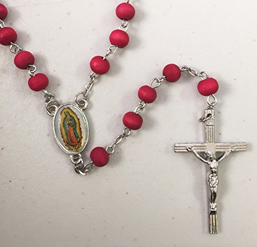 Guadalupe Scented Rose Wood Rosary in a Rosary Box Box with Our Lady of Guadalupe Design
