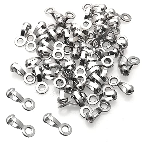ZZHXSM 50 Pcs Ball Chain Pull Loop Connectors, Ball Chain Ceiling Fan Lamp Pull Loop Stainless Steel Chain Connectors Jewelry Clasp Findings For Bracelets Necklace DIY, 4.5mm