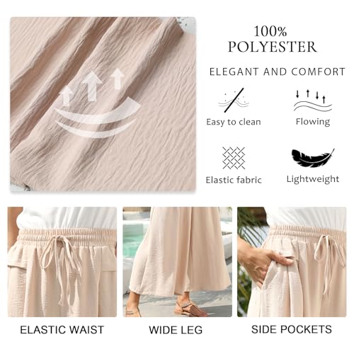 aodemo women39s palazzo pants dressy wide leg pants high waist casual beach flowy culottes with pockets