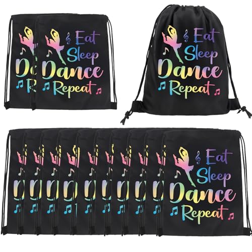 AEYURUID 12 Pcs Dance Party Favor Bags Dance Drawstring Backpack