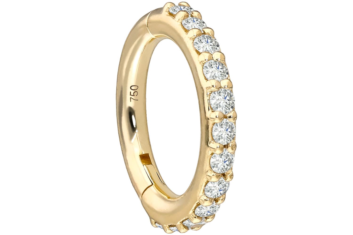 PIERCINGLINE 18 Karat Gold Segmentring Clicker EINGEFASSTE DIAMANTEN Piercing Ring Ohr Nase Größenauswahl