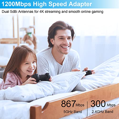 Netvip Ac 1300Mbps Usb Wifi Adapter For Pc, Wireless Network Adapter For Desktop Wifi Dongle Dualband 2.4Ghz,5Ghz, Mu-Mimo,Usb 3.0, High Gain Antennas, Supports Win11/10/8.1/8/7/Xp, Mac Os10.9-10.15 #TOP2