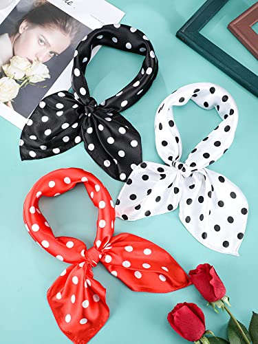 Boyiee 3 Pcs 1950s Vintage Scarf Women Chiffon neckerchief Retro Square Neck Head Hair Scarf Purse Neckerchief 7