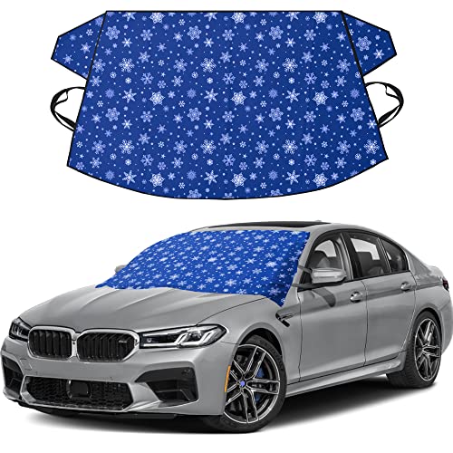 Econour Windshield Cover For Ice And Snow | Tough 600D Polyester Printed Fabric Windshield Frost Cover For Any Weather | Water, Heat & Sag-Proof Car Windshield Snow Cover | Standard (69" X 42") #TOP5