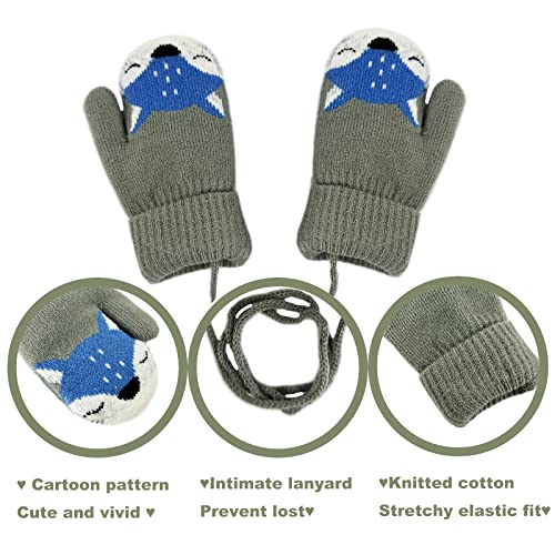 Toddler Kids Warm Thick Knitted Fnger Mittens with String for 1-3 Years Kids (6 Colors)2